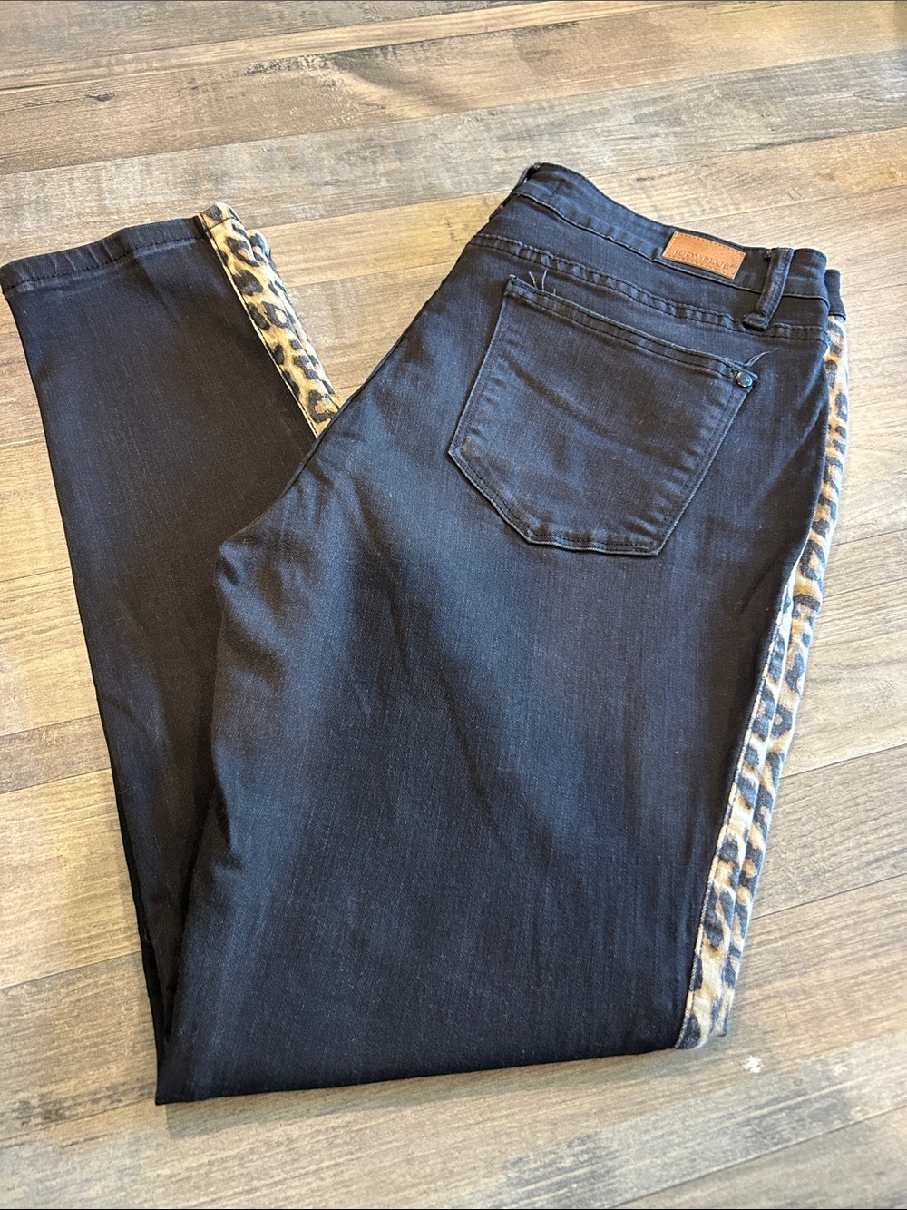 Women’s Judy Blue Black Jeans with Leopard Side Stripe